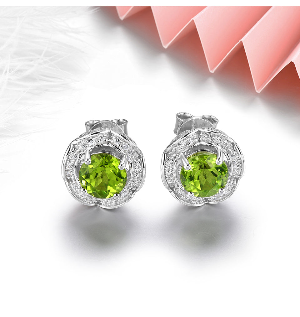 6mm Round Cut Natural Peridot Halo Stud Earrings - Premium Jewelry from Dazzling Delights - Just $73.46! Shop now at Dazzling Delights