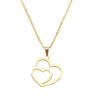 Gold Titanium Double Heart Pendant Necklace - Premium Jewelry from Dazzling Delights - Just $16.88! Shop now at Dazzling Delights