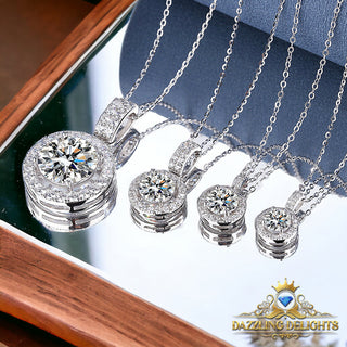 Moissanite Halo Pendant Necklace - Premium Jewelry from Dazzling Delights - Just $154.95! Shop now at Dazzling Delights