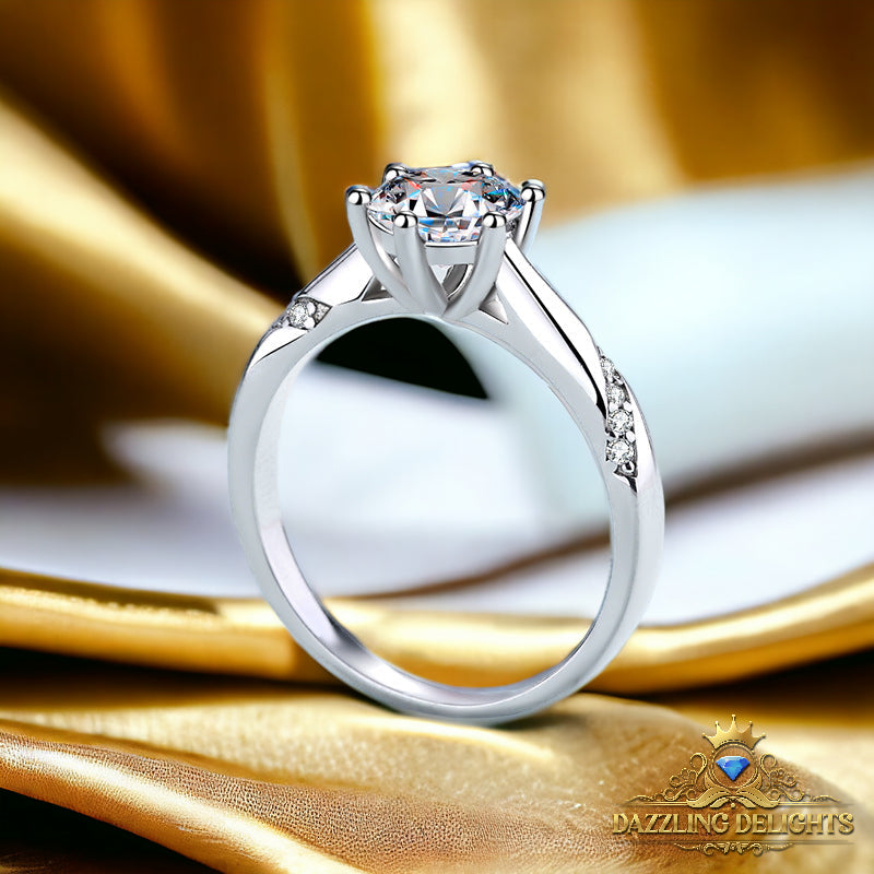 6 Prong Solitaire Moissanite Engagement Ring - Premium Jewelry from Dazzling Delights - Just $64.46! Shop now at Dazzling Delights