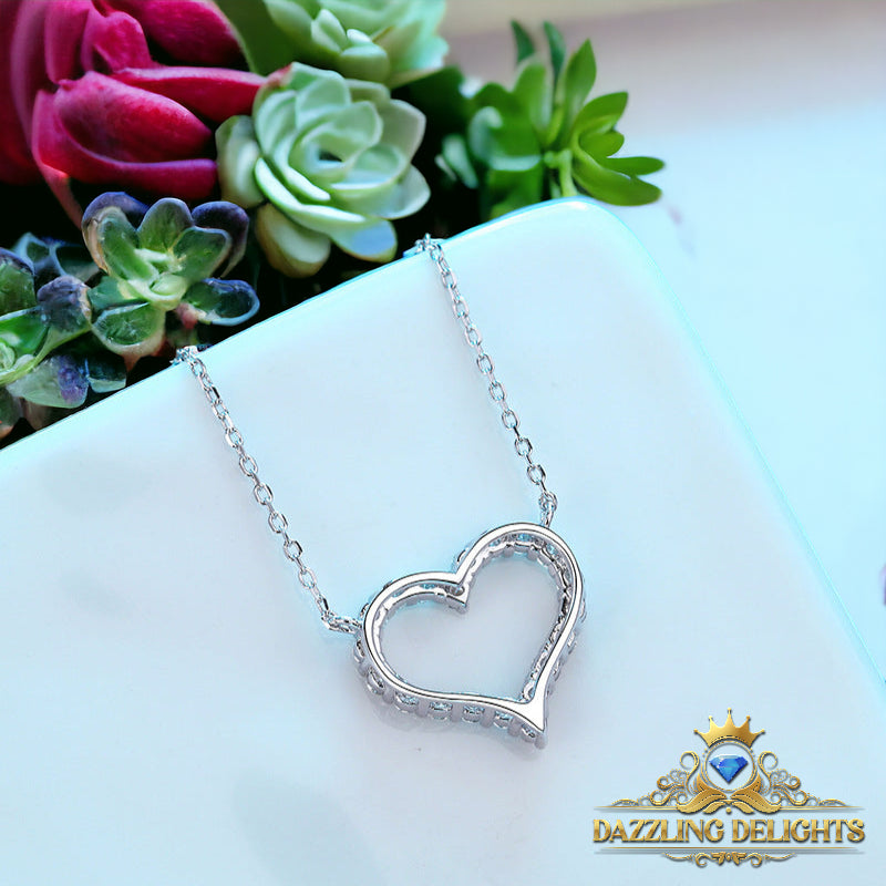 Moissanite Hollow Heart Pendant Necklace - Premium Jewelry from Dazzling Delights - Just $71.21! Shop now at Dazzling Delights