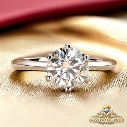 Classic 6 Prong Tiffany Style Solitaire Moissanite Engagement Ring - Premium Jewelry from Dazzling Delights - Just $64.46! Shop now at Dazzling Delights