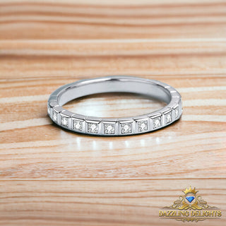 0.16ct Round Brilliant Cut Moissanite Half Eternity Ring Wedding Band - Premium Jewelry from Dazzling Delights - Just $39.38! Shop now at Dazzling Delights