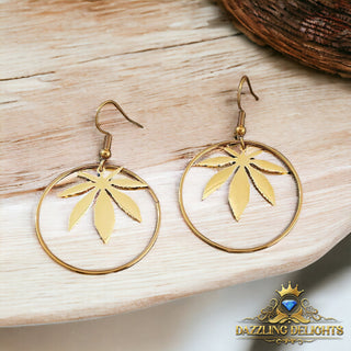 Titanium Circle Leaf Dangle Earrings - Premium Jewelry from Dazzling Delights - Just $27.95! Shop now at Dazzling Delights