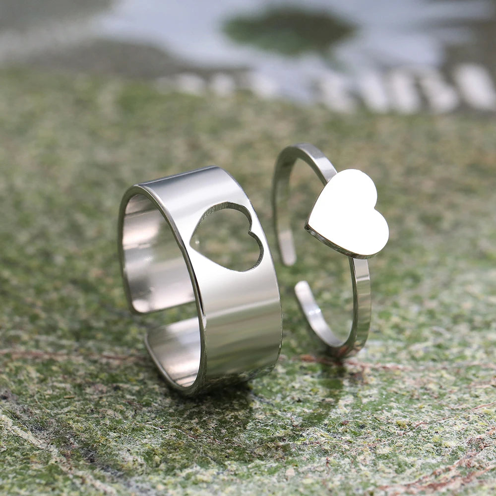 Titanium Double Heart Size Adjustable Ring - Premium Jewelry from Dazzling Delights - Just $20.96! Shop now at Dazzling Delights