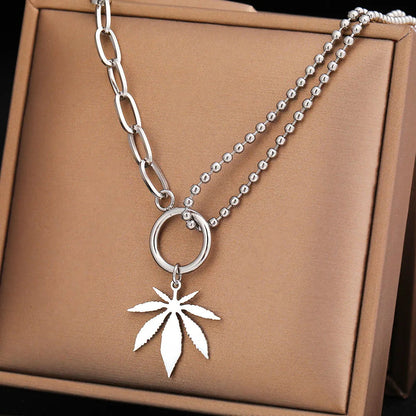 Titanium Leaf Pendant Necklace - Premium Jewelry from Dazzling Delights - Just $18.71! Shop now at Dazzling Delights