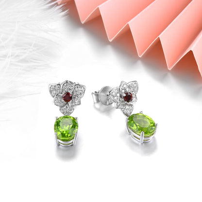 Natural Peridot and Garnet Earrings - Premium Jewelry from Dazzling Delights - Just $74.21! Shop now at Dazzling Delights