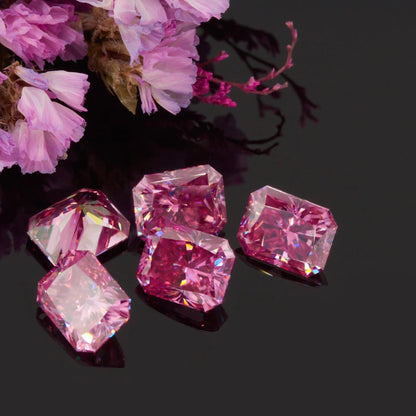 Vivid Pink Radiant Cut Moissanites - Premium Jewelry from Dazzling Delights - Just $83.33! Shop now at Dazzling Delights