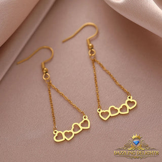 Titanium Four Hearts Dangle Earrings - Premium Jewelry from Dazzling Delights - Just $28.95! Shop now at Dazzling Delights