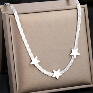 Titanium Star Herringbone Choker Necklace - Premium Jewelry from Dazzling Delights - Just $29.95! Shop now at Dazzling Delights