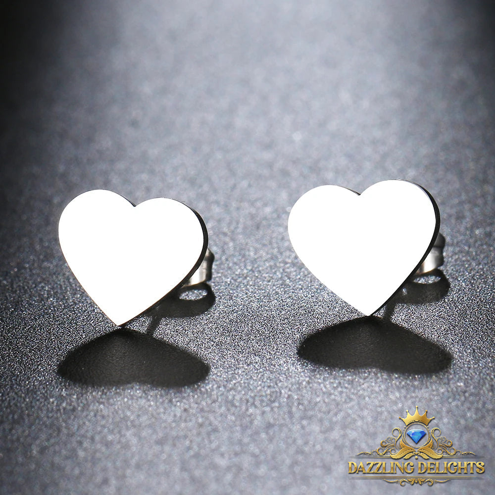 Titanium Solid Heart Stud Earrings - Premium Jewelry from Dazzling Delights - Just $17.21! Shop now at Dazzling Delights