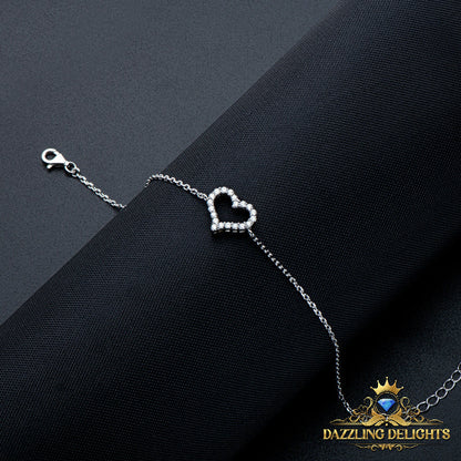 Moissanite Heart Bracelet - Premium Jewelry from Dazzling Delights - Just $89.96! Shop now at Dazzling Delights