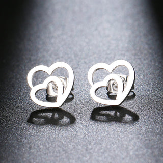 Titanium Double Heart Stud Earrings - Premium Jewelry from Dazzling Delights - Just $22.95! Shop now at Dazzling Delights