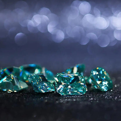 Bluish Green Radiant Cut Moissanites - Premium Jewelry from Dazzling Delights - Just $83.33! Shop now at Dazzling Delights