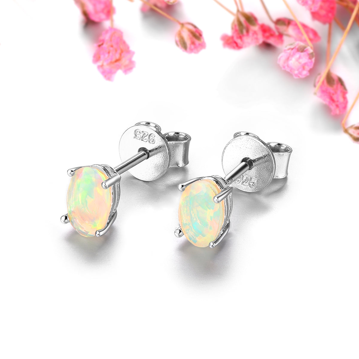 6x4mm Oval Cut Natural Opal Stud Earrings - Premium Jewelry from Dazzling Delights - Just $67.95! Shop now at Dazzling Delights