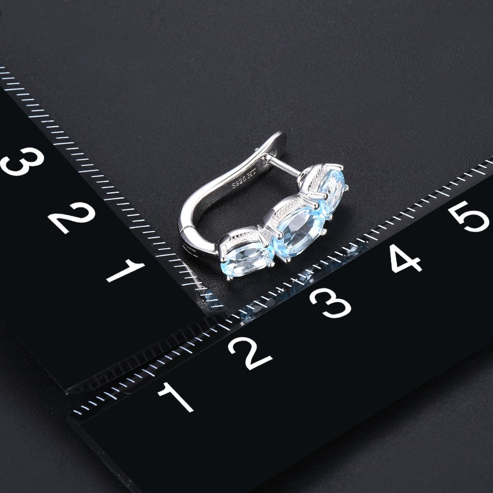 Tri-Stone Oval Cut Natural Topaz Hoop Earrings - Premium Jewelry from Dazzling Delights - Just $59.96! Shop now at Dazzling Delights