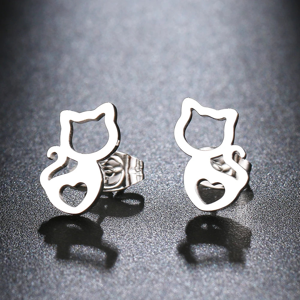 Titanium Cat Stud Earrings - Premium Jewelry from Dazzling Delights - Just $18.71! Shop now at Dazzling Delights