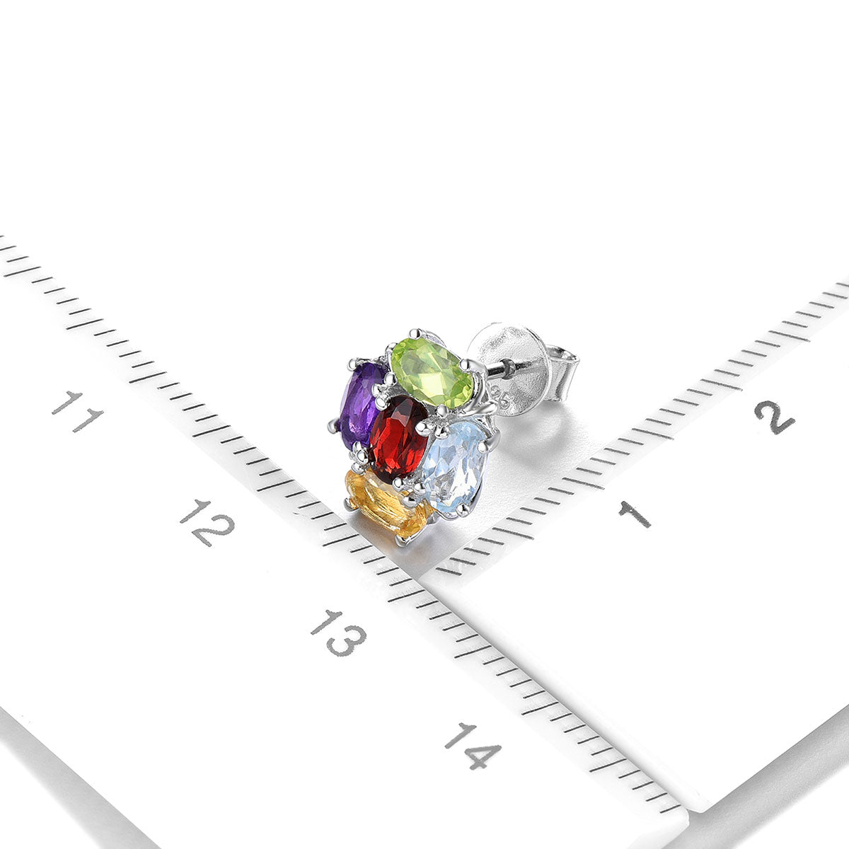 5x3mm Oval Cut Five Gemstone Stud Earrings - Premium Jewelry from Dazzling Delights - Just $79.95! Shop now at Dazzling Delights