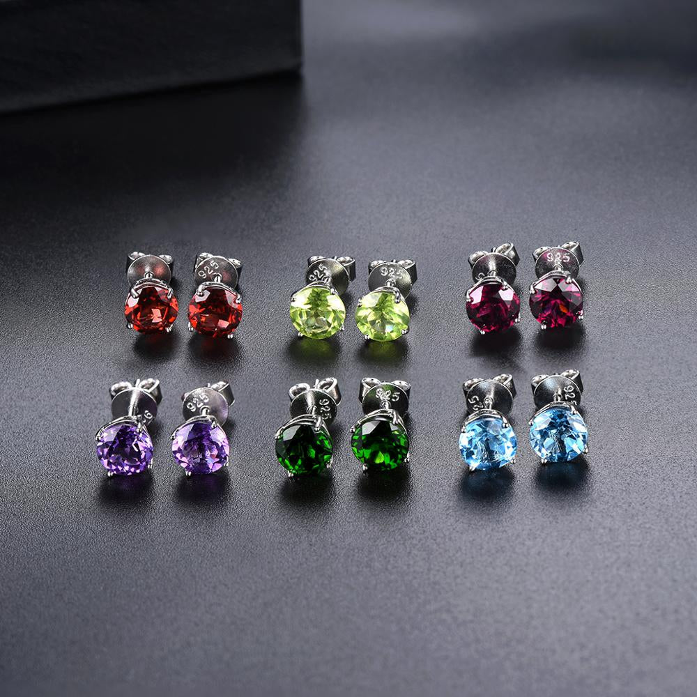 6mm Round Cut Natural Gemstone Stud Earrings - Your Choice of Gemstone - Premium Jewelry from Dazzling Delights - Just $56.21! Shop now at Dazzling Delights