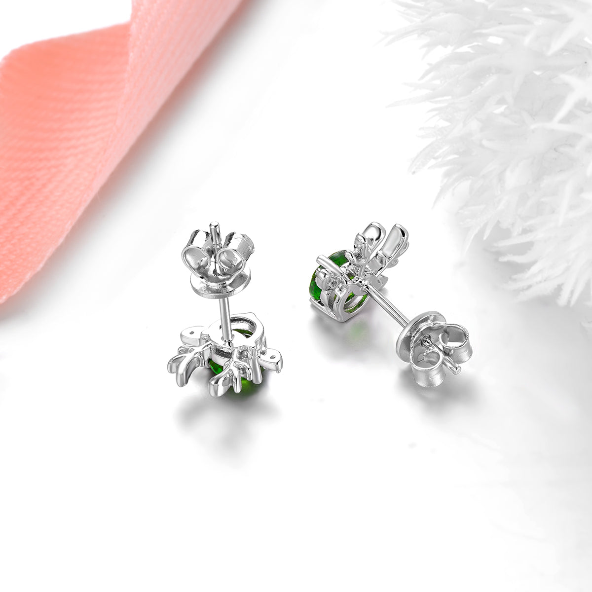 5mm Round Cut Natural Gemstone Christmas Reindeer Stud Earrings - Your Choice of Gemstone - Premium Jewelry from Dazzling Delights - Just $74.95! Shop now at Dazzling Delights