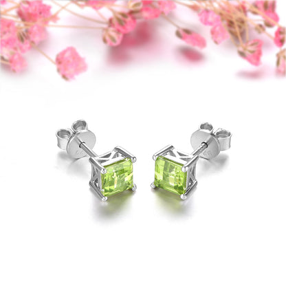 5mm Square Cut Natural Peridot Stud Earrings - Premium Jewelry from Dazzling Delights - Just $50.96! Shop now at Dazzling Delights