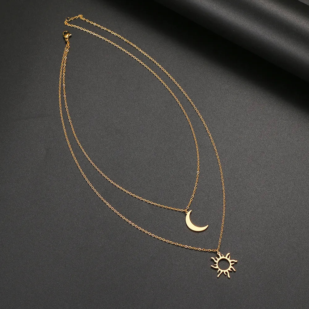 Titanium Sun and Moon Pendant Necklace - Premium Jewelry from Dazzling Delights - Just $19.46! Shop now at Dazzling Delights