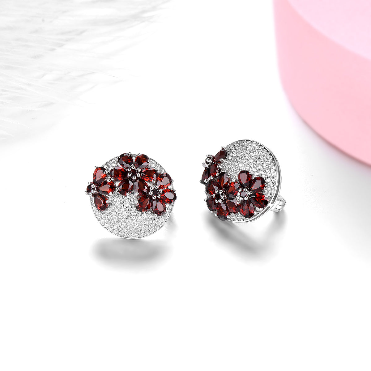 5.2 Carats Garnet Flower Earrings - Premium Jewelry from Dazzling Delights - Just $95.96! Shop now at Dazzling Delights