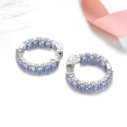 4.3ct Tanzanite Sterling Silver Hoop Earrings - Premium Jewelry from Dazzling Delights - Just $125.21! Shop now at Dazzling Delights