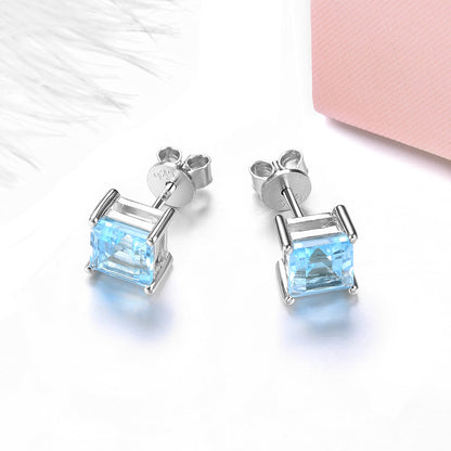 6mm Square Cut Natural Topaz Stud Earrings - Premium Jewelry from Dazzling Delights - Just $50.96! Shop now at Dazzling Delights