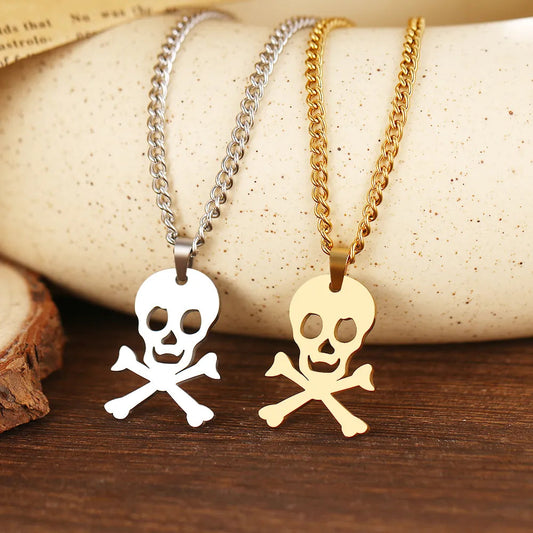 Titanium Skull and Crossbones Pendant Necklace - Premium Jewelry from Dazzling Delights - Just $17.21! Shop now at Dazzling Delights