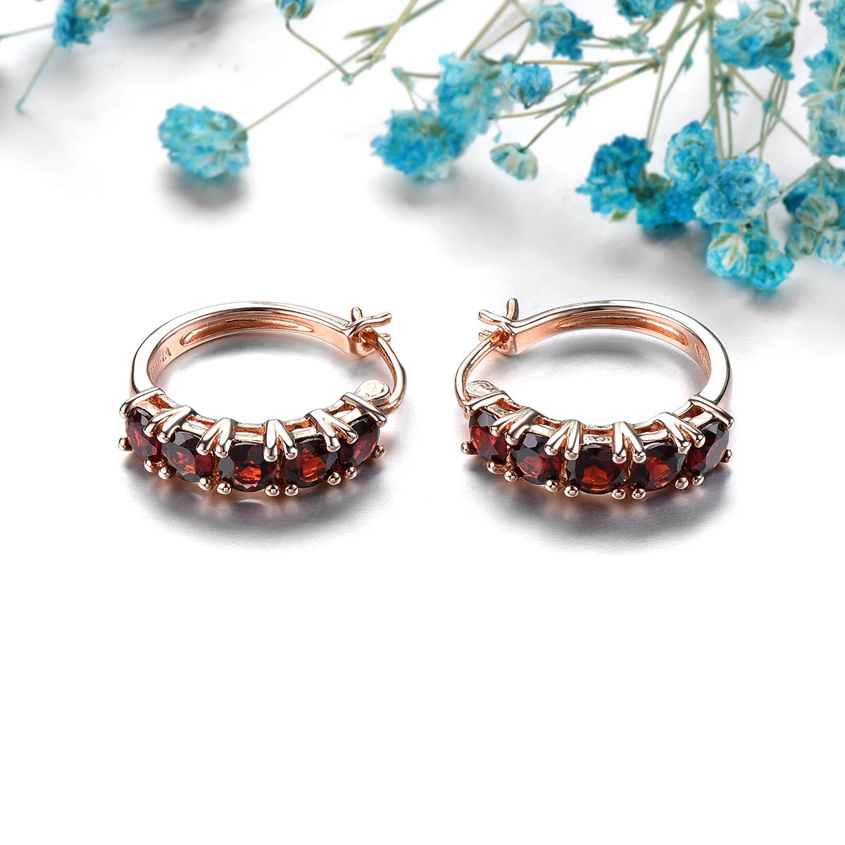 5ct Round Cut Natural Garnet Hoop Earrings - Premium Jewelry from Dazzling Delights - Just $110.95! Shop now at Dazzling Delights