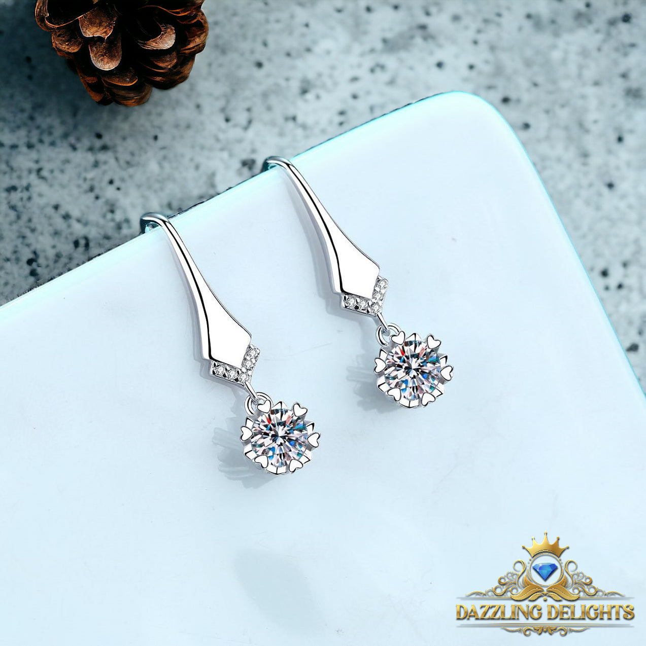 Elegant 6.5mm Moissanite Drop Earrings - Premium Jewelry from Dazzling Delights - Just $112.46! Shop now at Dazzling Delights