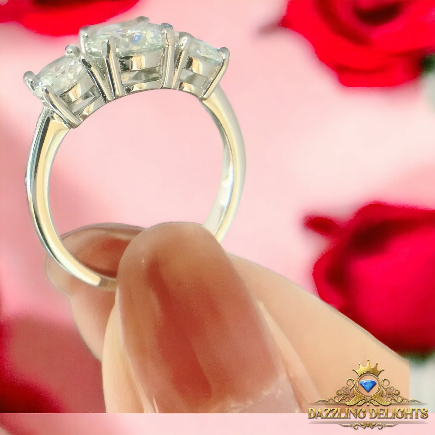 3ct Moissanite Trilogy Ring - Premium Jewelry from Dazzling Delights - Just $112.46! Shop now at Dazzling Delights