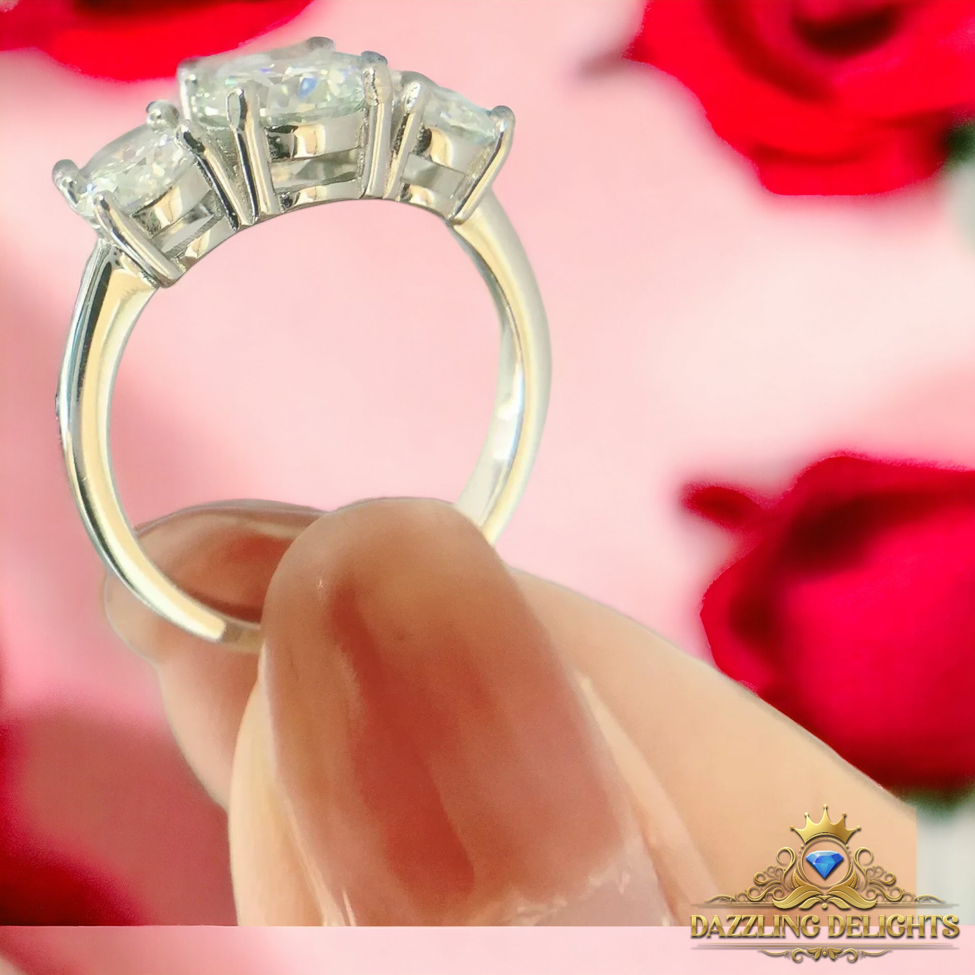 3ct Moissanite Trilogy Ring - Premium Jewelry from Dazzling Delights - Just $112.46! Shop now at Dazzling Delights