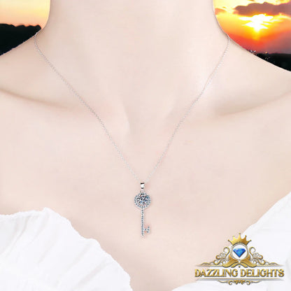 Moissanite Key Pendant Necklace - Premium Jewelry from Dazzling Delights - Just $80.95! Shop now at Dazzling Delights