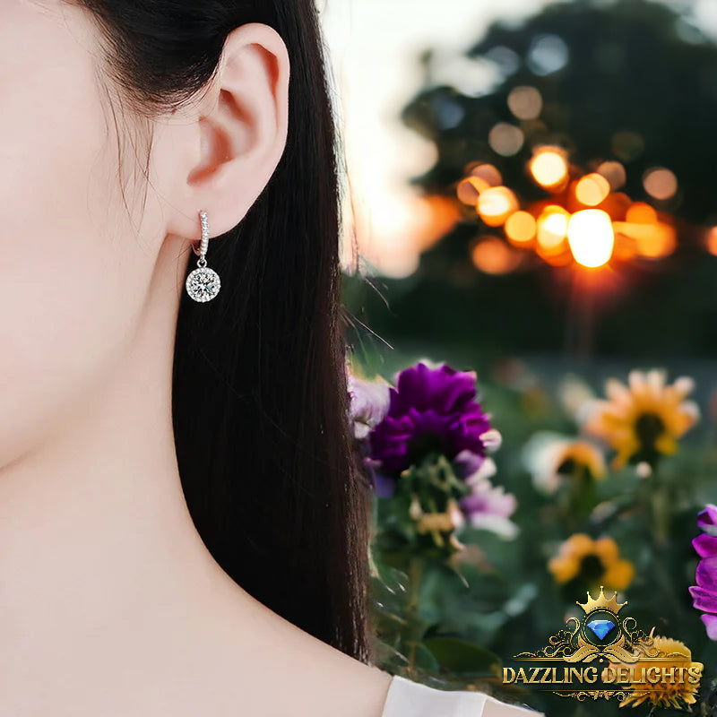 6.5mm Moissanite Drop Halo Earrings - Premium Jewelry from Dazzling Delights - Just $112.46! Shop now at Dazzling Delights