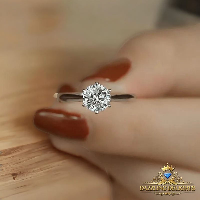 Classic 6 Prong Tiffany Style Solitaire Moissanite Engagement Ring - Premium Jewelry from Dazzling Delights - Just $64.46! Shop now at Dazzling Delights