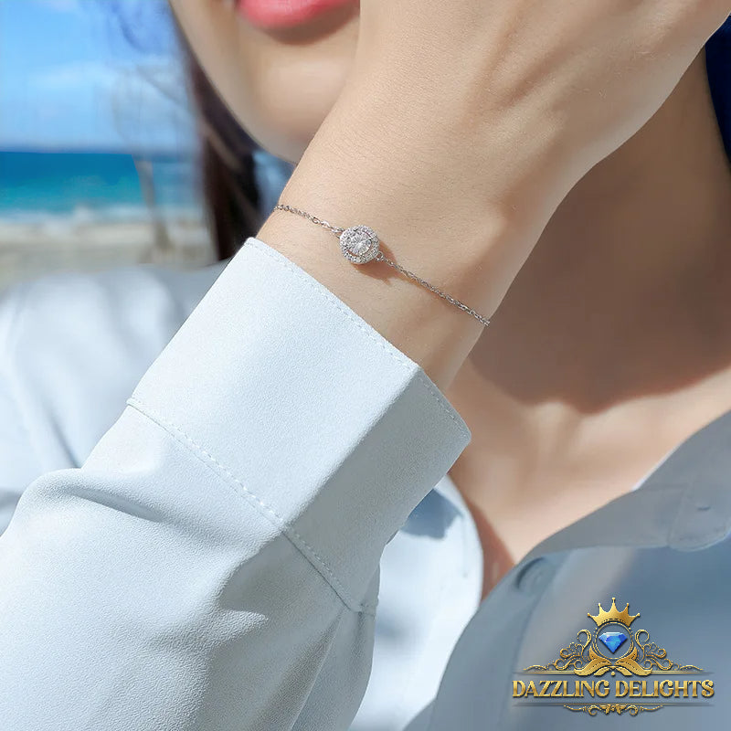 6.5mm Round Brilliant Cut Moissanite Halo Bracelet - Premium Jewelry from Dazzling Delights - Just $112.46! Shop now at Dazzling Delights