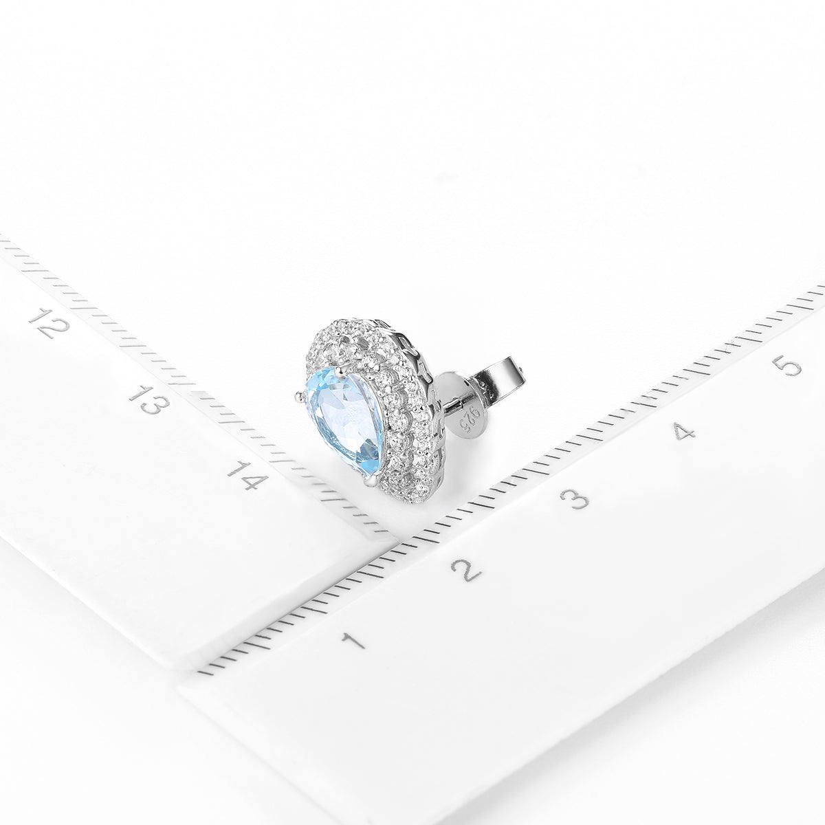 8x6mm Pear Cut Natural Blue Topaz Double Halo Stud Earrings - Premium Jewelry from Dazzling Delights - Just $85.95! Shop now at Dazzling Delights