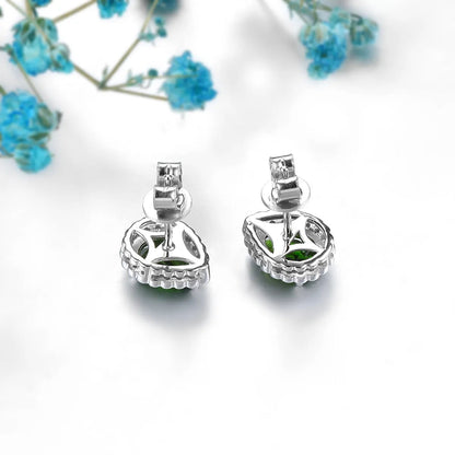 7x5mm Pear Cut Natural Chrome Diopside Halo Stud Earrings - Premium Jewelry from Dazzling Delights - Just $85.95! Shop now at Dazzling Delights