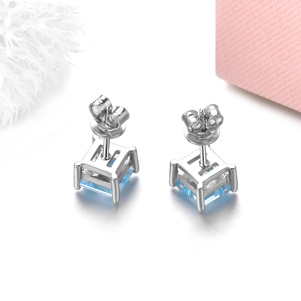 6mm Square Cut Natural Topaz Stud Earrings - Premium Jewelry from Dazzling Delights - Just $50.96! Shop now at Dazzling Delights