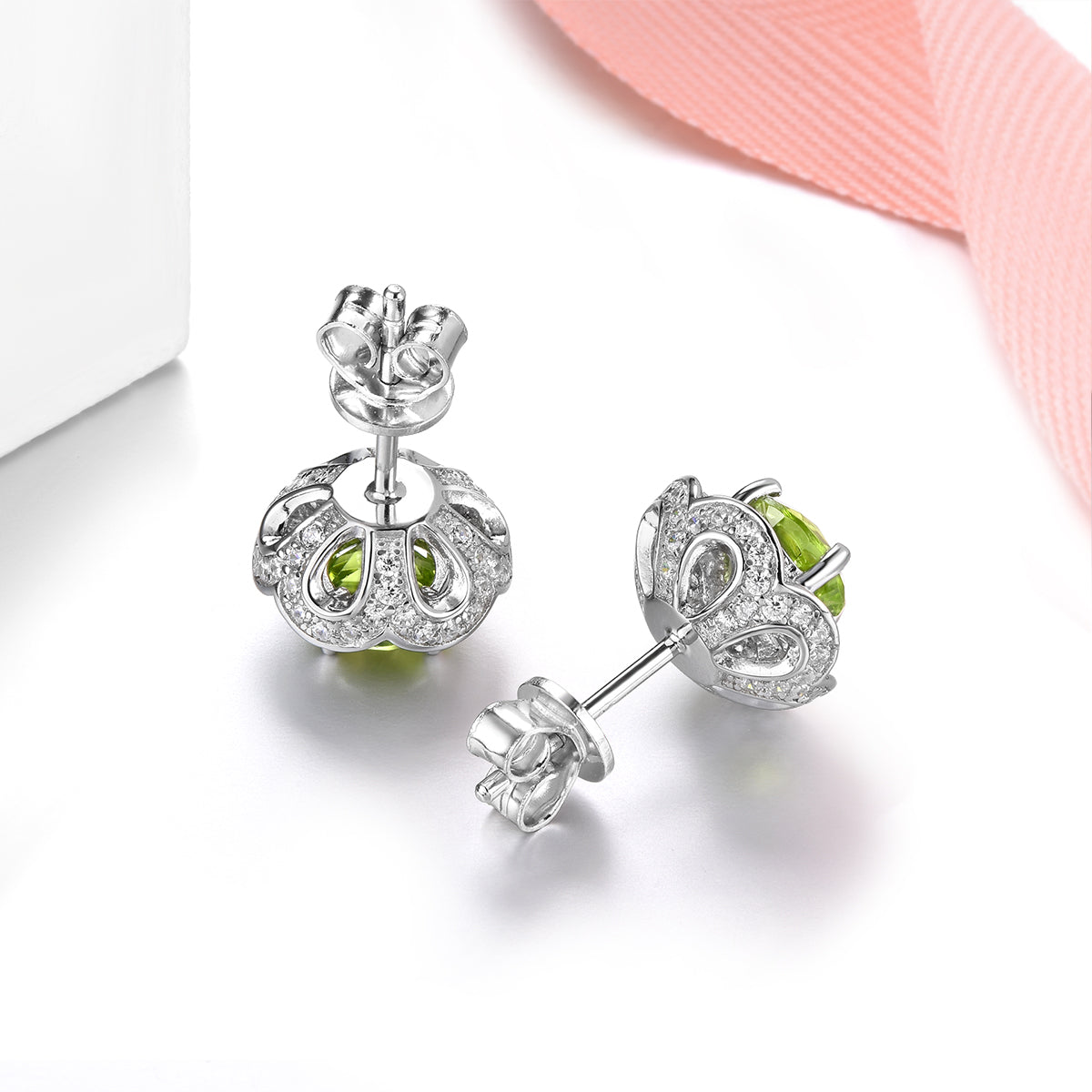 6mm Round Cut Natural Peridot Halo Stud Earrings - Premium Jewelry from Dazzling Delights - Just $73.46! Shop now at Dazzling Delights