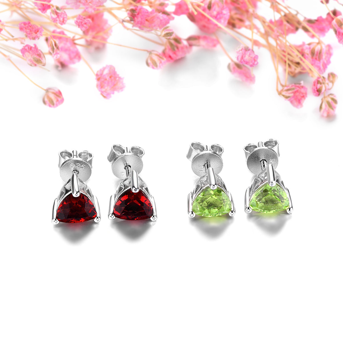 6x6mm Trillion Cut Natural Gemstone Stud Earrings - Your Choice of Gemstone - Premium Jewelry from Dazzling Delights - Just $44.96! Shop now at Dazzling Delights