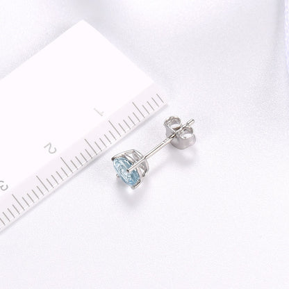 6mm Round Cut Natural Aquamarine Stud Earrings - Premium Jewelry from Dazzling Delights - Just $74.21! Shop now at Dazzling Delights