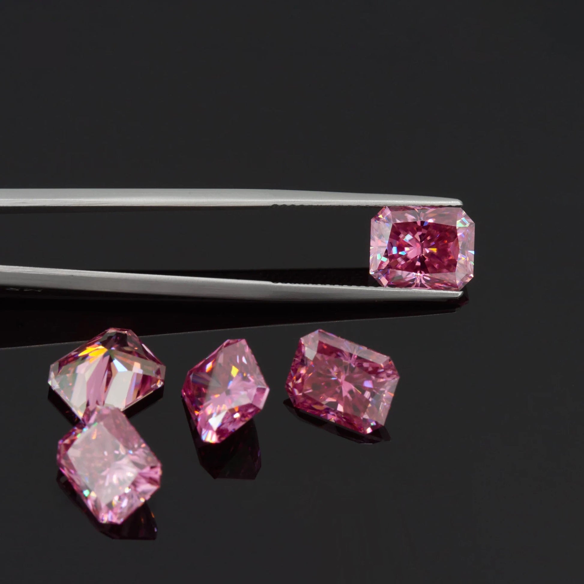 Vivid Pink Radiant Cut Moissanites - Premium Jewelry from Dazzling Delights - Just $83.33! Shop now at Dazzling Delights