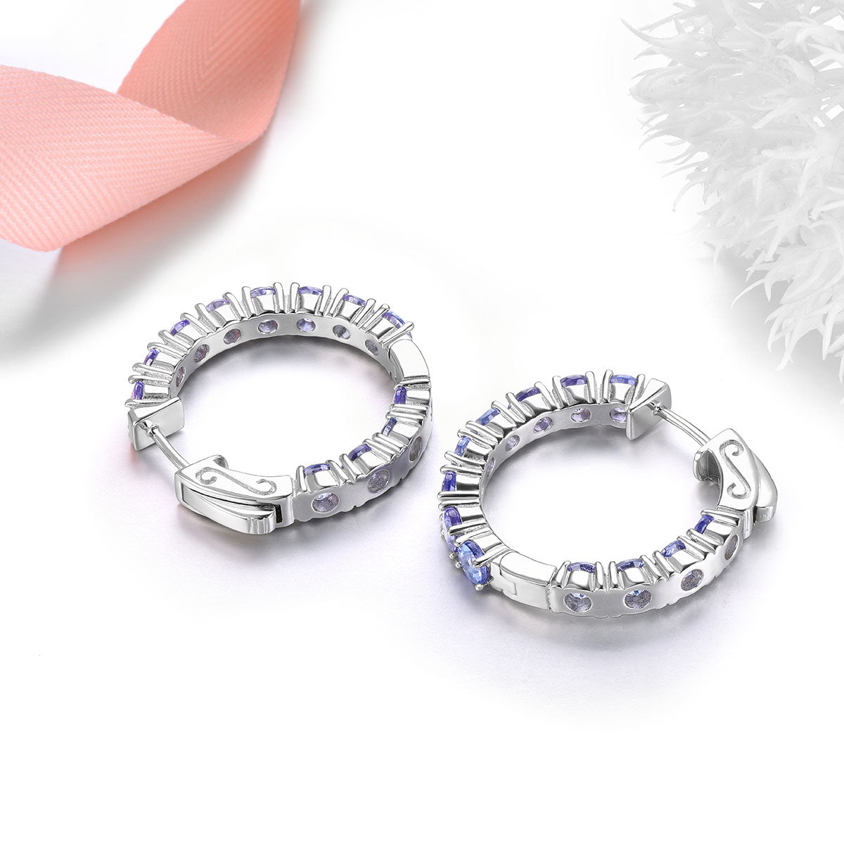 4.3ct Tanzanite Sterling Silver Hoop Earrings - Premium Jewelry from Dazzling Delights - Just $125.21! Shop now at Dazzling Delights