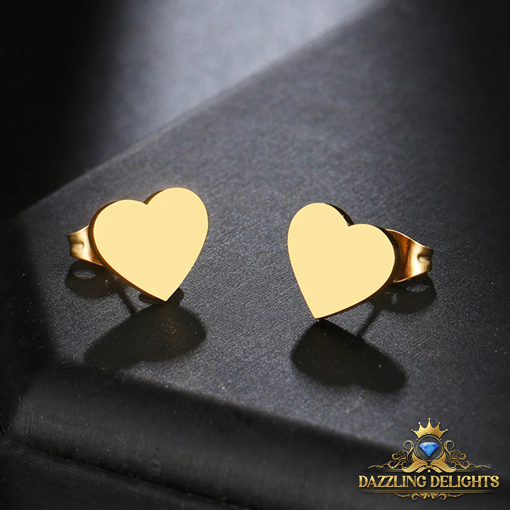 Titanium Solid Heart Stud Earrings - Premium Jewelry from Dazzling Delights - Just $17.21! Shop now at Dazzling Delights