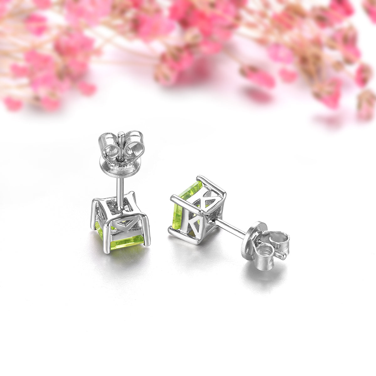 5mm Square Cut Natural Peridot Stud Earrings - Premium Jewelry from Dazzling Delights - Just $50.96! Shop now at Dazzling Delights