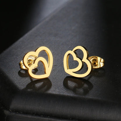 Titanium Double Heart Stud Earrings - Premium Jewelry from Dazzling Delights - Just $17.21! Shop now at Dazzling Delights