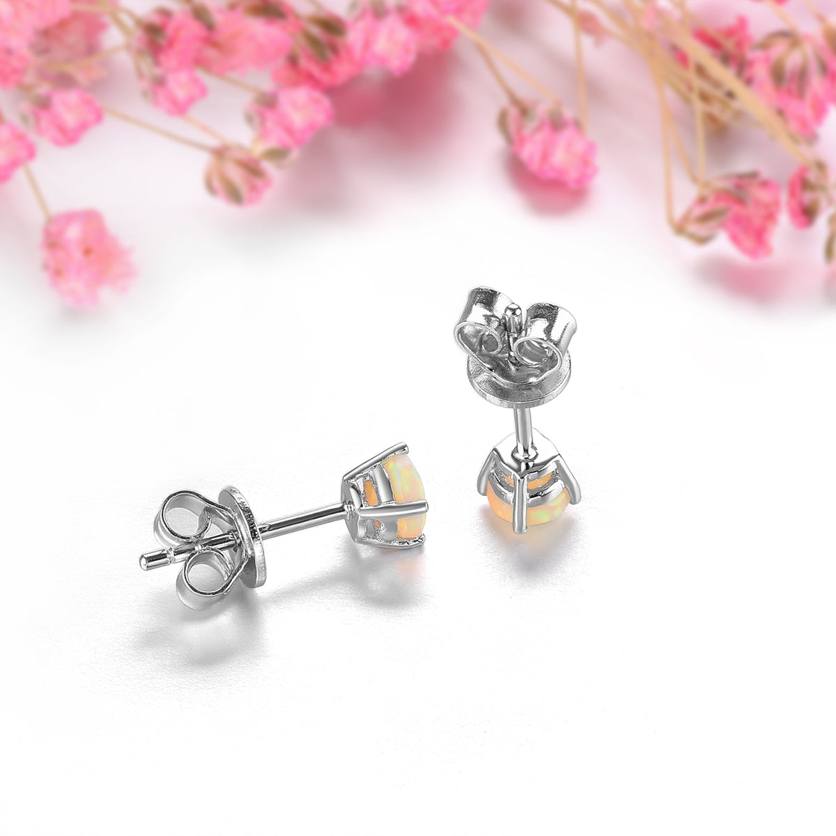 4mm Round Cut Natural Opal Stud Earrings - Premium Jewelry from Dazzling Delights - Just $50.96! Shop now at Dazzling Delights